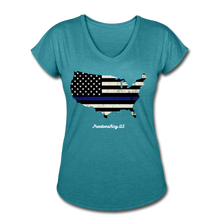 Load image into Gallery viewer, BLUE LINE USA - Women&#39;s Tri-Blend V-Neck T-Shirt - heather turquoise
