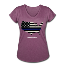 Load image into Gallery viewer, BLUE LINE USA - Women&#39;s Tri-Blend V-Neck T-Shirt - heather plum
