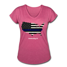 Load image into Gallery viewer, BLUE LINE USA - Women&#39;s Tri-Blend V-Neck T-Shirt - heather raspberry
