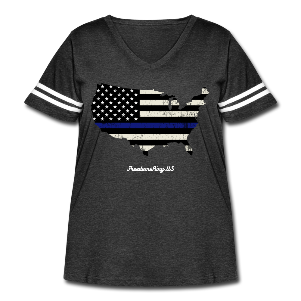 BLUE LINE USA - Women's Curvy Vintage Sport T-Shirt - vintage smoke/white