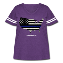 Load image into Gallery viewer, BLUE LINE USA - Women&#39;s Curvy Vintage Sport T-Shirt - vintage purple/white
