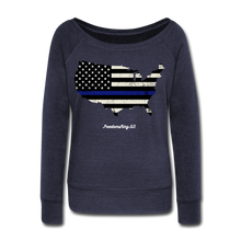 Load image into Gallery viewer, BLUE LINE USA - Women&#39;s Wideneck Sweatshirt - melange navy
