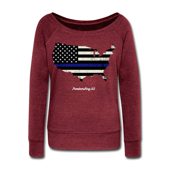 BLUE LINE USA - Women's Wideneck Sweatshirt - cardinal triblend