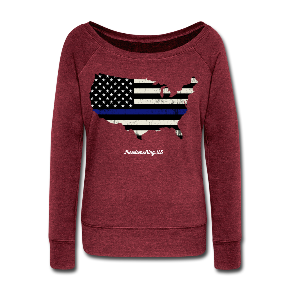 BLUE LINE USA - Women's Wideneck Sweatshirt - cardinal triblend