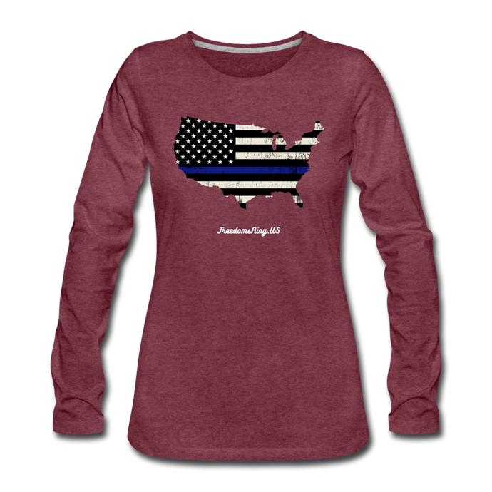 BLUE LINE USA - Women's Premium Long Sleeve T-Shirt - heather burgundy