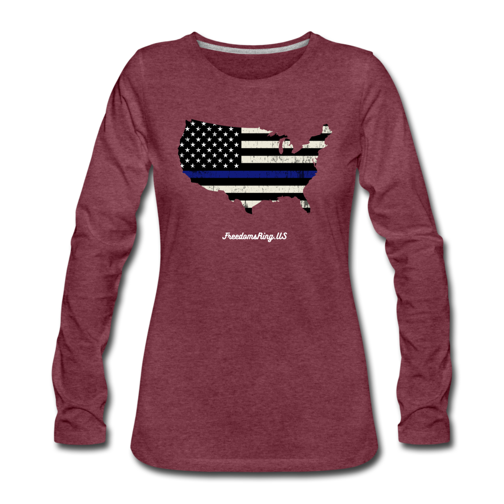 BLUE LINE USA - Women's Premium Long Sleeve T-Shirt - heather burgundy