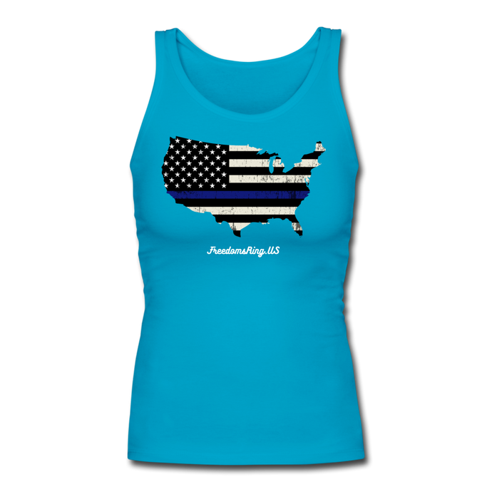 BLUE LINE USA - Women's Longer Length Fitted Tank - turquoise