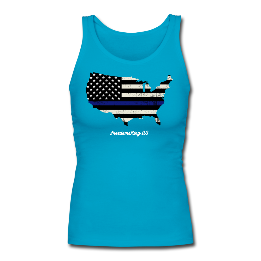 BLUE LINE USA - Women's Longer Length Fitted Tank - turquoise