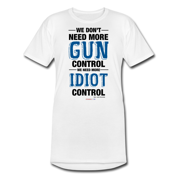 MORE IDIOT CONTROL - Men’s Long Body Urban Tee - white