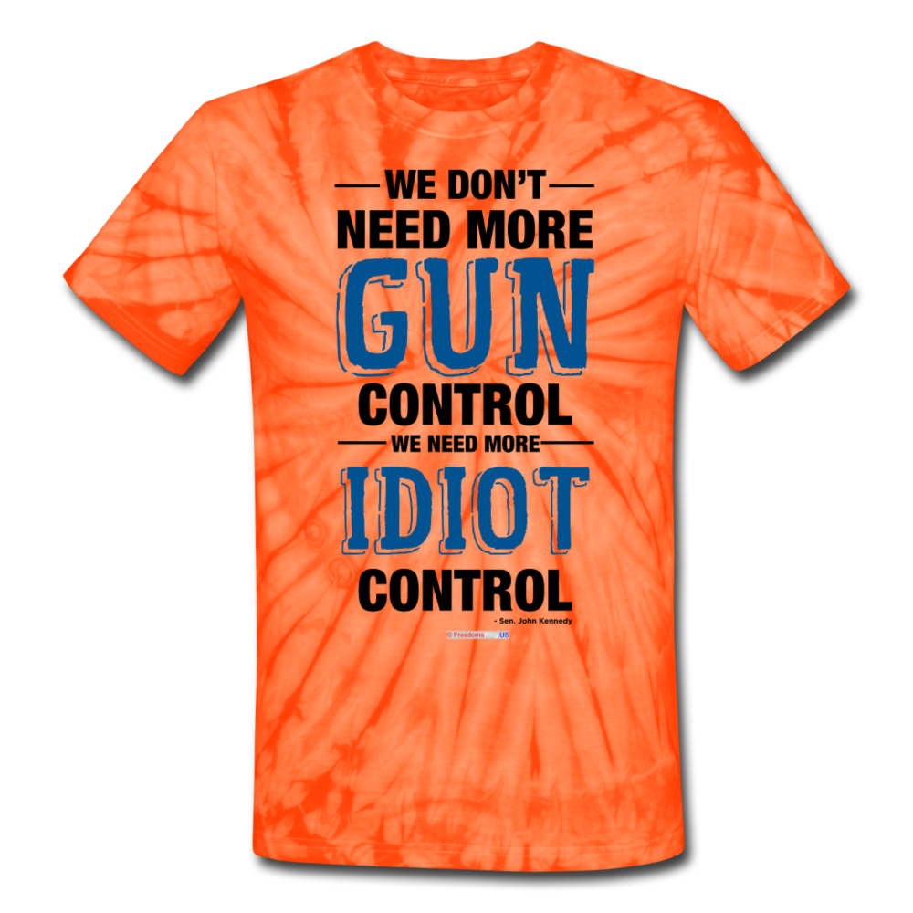 MORE IDIOT CONTROL - Unisex Tie Dye T-Shirt - spider orange