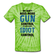 Load image into Gallery viewer, MORE IDIOT CONTROL - Unisex Tie Dye T-Shirt - spider lime green
