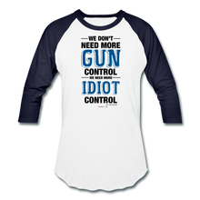 Load image into Gallery viewer, MORE IDIOT CONTROL - Baseball T-Shirt - white/navy
