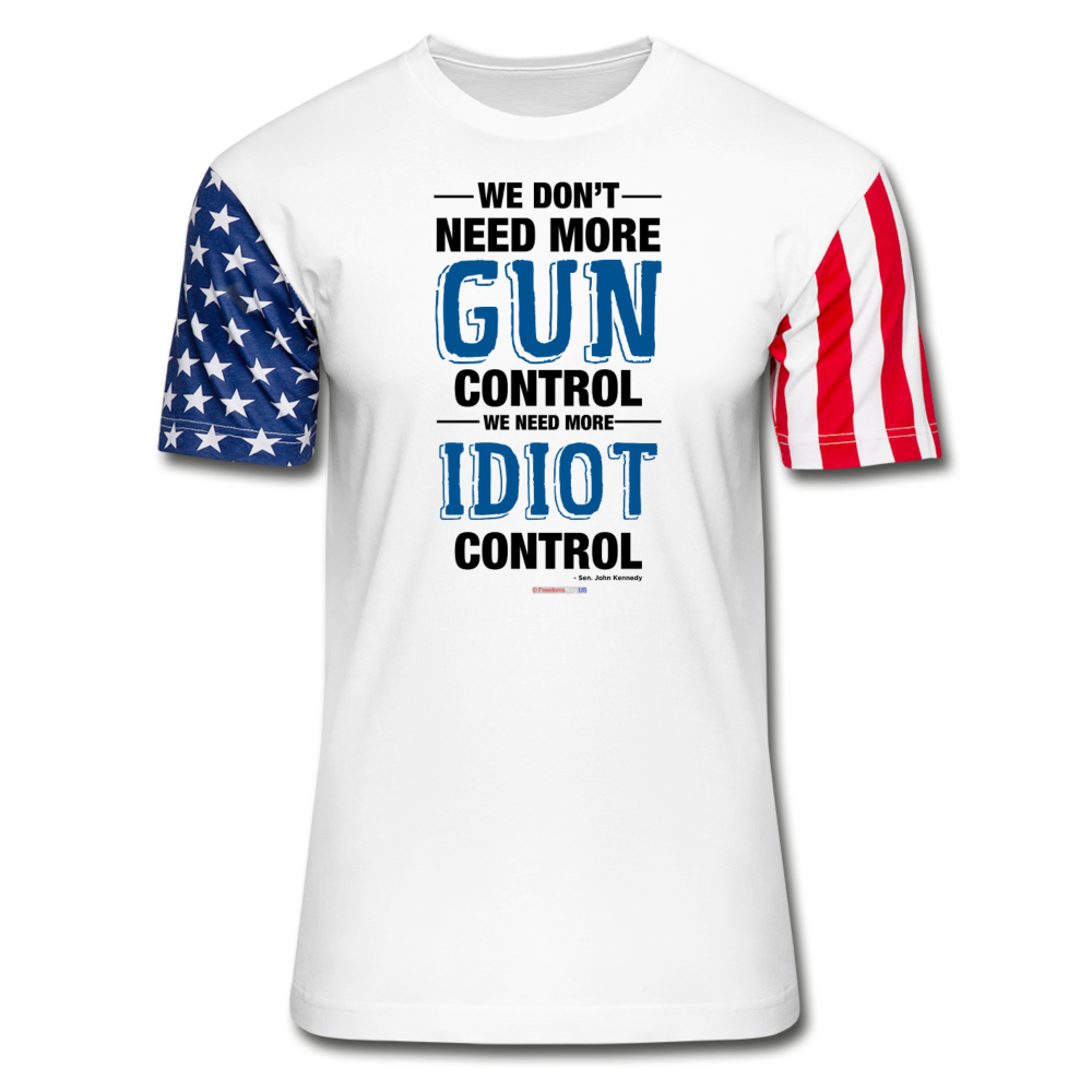 MORE IDIOT CONTROL - Stars & Stripes T-Shirt - white