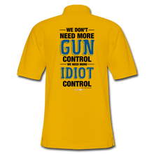 Load image into Gallery viewer, MORE IDIOT CONTROL - Men&#39;s Pique Polo Shirt - Yellow
