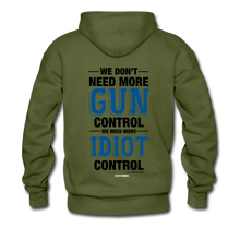 Load image into Gallery viewer, MORE IDIOT CONTROL - Men’s Premium Hoodie - olive green
