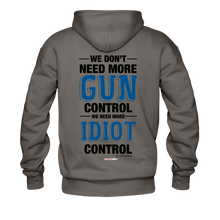 Load image into Gallery viewer, MORE IDIOT CONTROL - Men&#39;s Hoodie - asphalt gray
