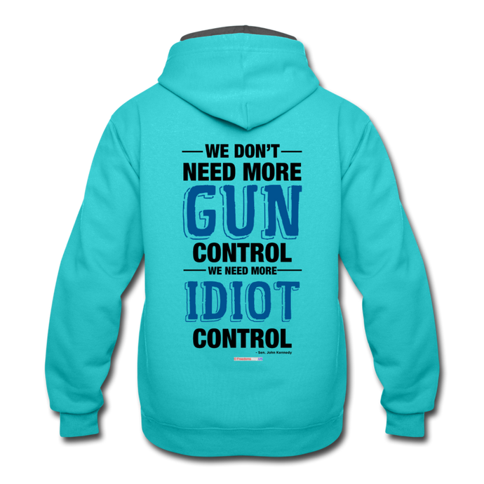 MORE IDIOT CONTROL - Contrast Hoodie - scuba blue/asphalt