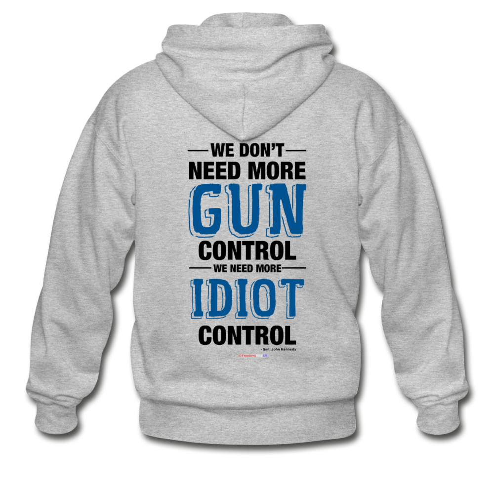 MORE IDIOT CONTROL - Gildan Heavy Blend Adult Zip Hoodie - heather gray