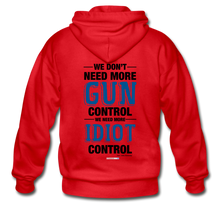 Load image into Gallery viewer, MORE IDIOT CONTROL - Gildan Heavy Blend Adult Zip Hoodie - red
