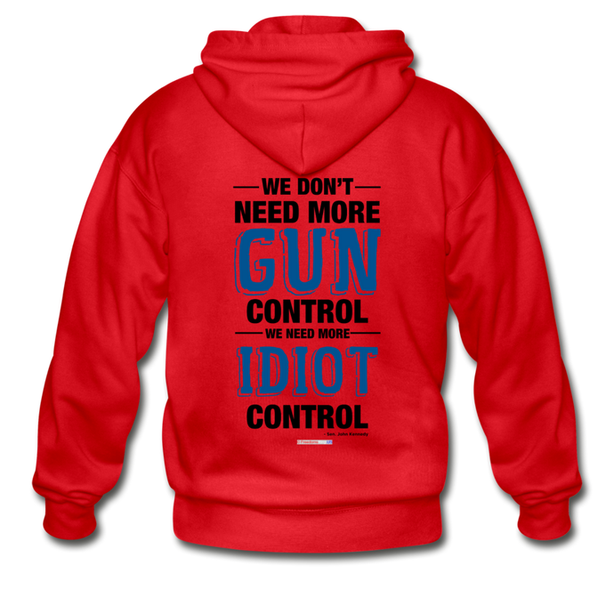 MORE IDIOT CONTROL - Gildan Heavy Blend Adult Zip Hoodie - red