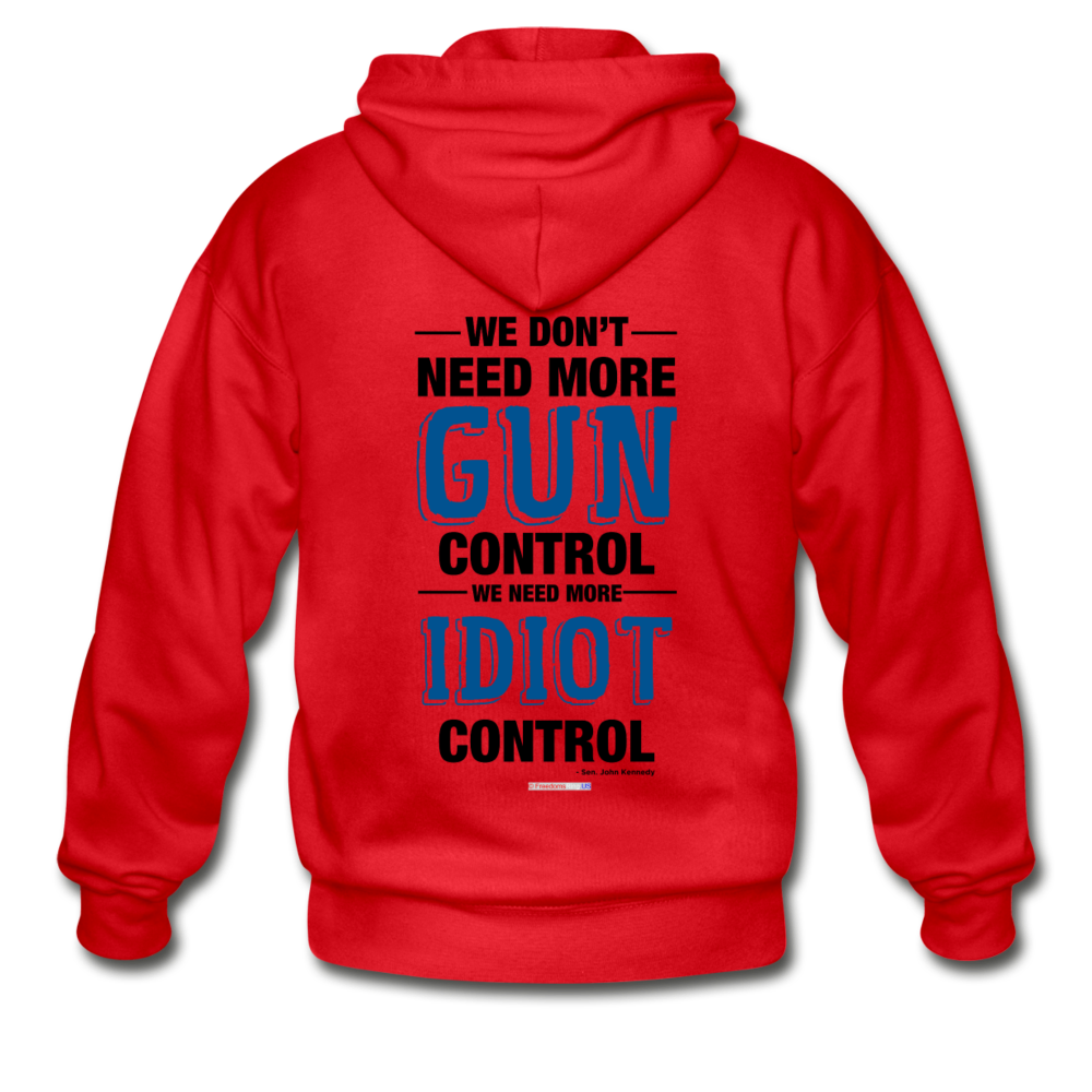 MORE IDIOT CONTROL - Gildan Heavy Blend Adult Zip Hoodie - red