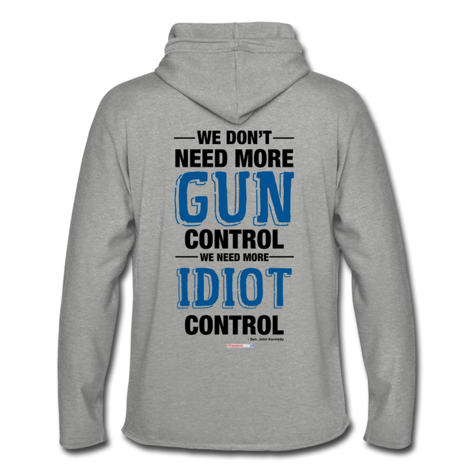 MORE IDIOT CONTROL - Unisex Lightweight Terry Hoodie - heather gray