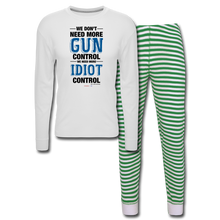 Load image into Gallery viewer, MORE IDIOT CONTROL - Unisex Pajama Set - white/green stripe
