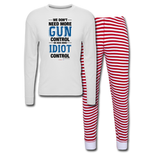 Load image into Gallery viewer, MORE IDIOT CONTROL - Unisex Pajama Set - white/red stripe
