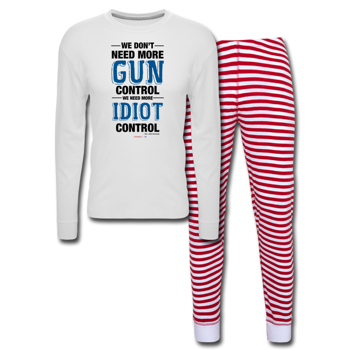 MORE IDIOT CONTROL - Unisex Pajama Set - white/red stripe