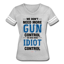 Load image into Gallery viewer, MORE IDIOT CONTROL - Women’s Vintage Sport T-Shirt - heather gray/white
