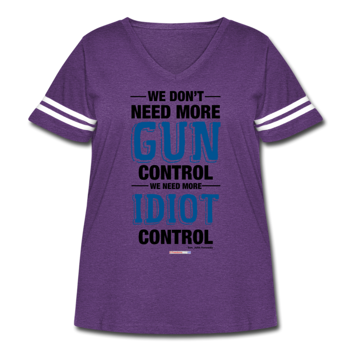 MORE IDIOT CONTROL - Women's Curvy Vintage Sport T-Shirt - vintage purple/white