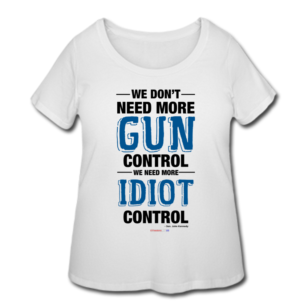 MORE IDIOT CONTROL - Women’s Curvy T-Shirt - white