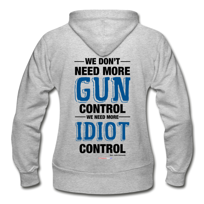 MORE IDIOT CONTROL - Gildan Heavy Blend Women's Zip Hoodie - heather gray