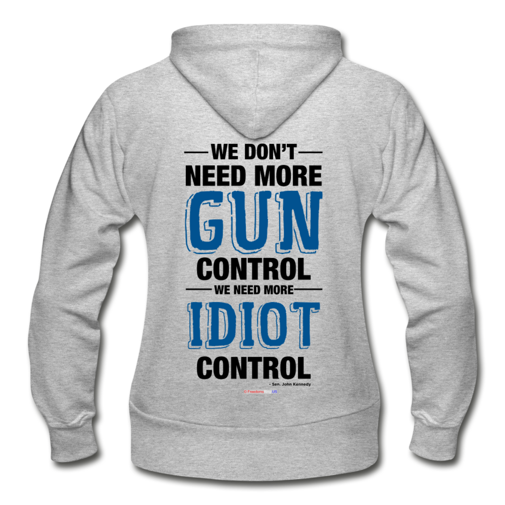 MORE IDIOT CONTROL - Gildan Heavy Blend Women's Zip Hoodie - heather gray