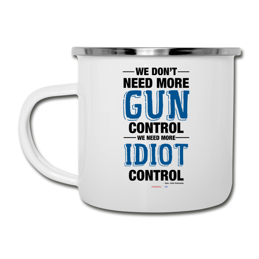 MORE IDIOT CONTROL - Camper Mug - white