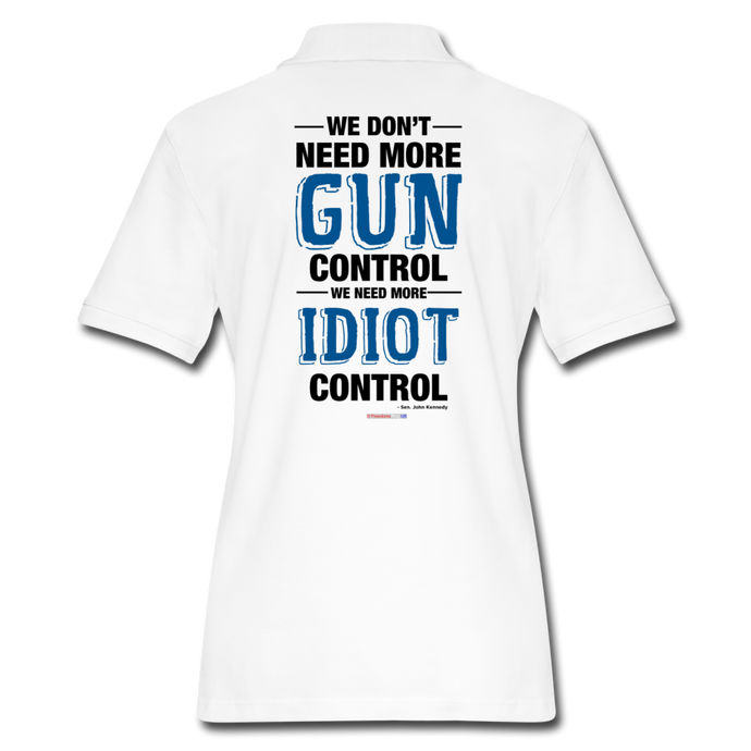 MORE IDIOT CONTROL - Women's Pique Polo Shirt - white