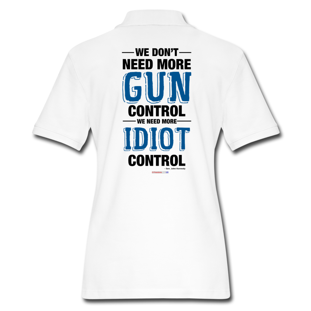 MORE IDIOT CONTROL - Women's Pique Polo Shirt - white