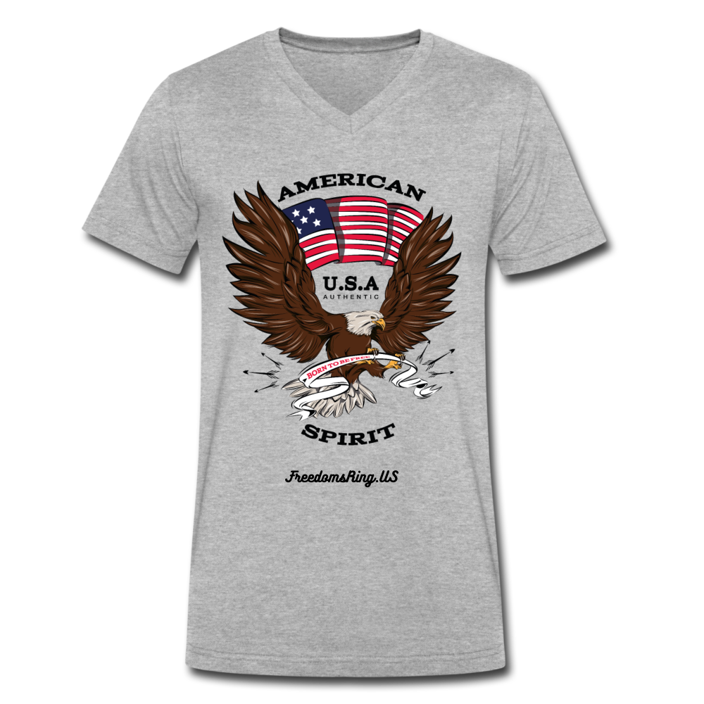 AMERICAN SPIRIT - Men's V-Neck T-Shirt - heather gray