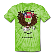 Load image into Gallery viewer, AMERICAN SPIRIT - Unisex Tie Dye T-Shirt - spider lime green
