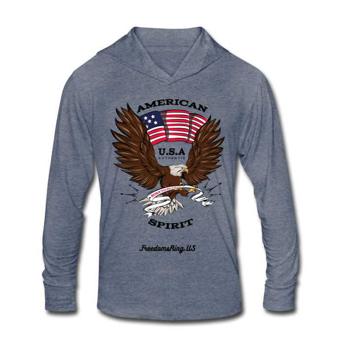 AMERICAN SPIRIT - Unisex Tri-Blend Hoodie Shirt - heather blue