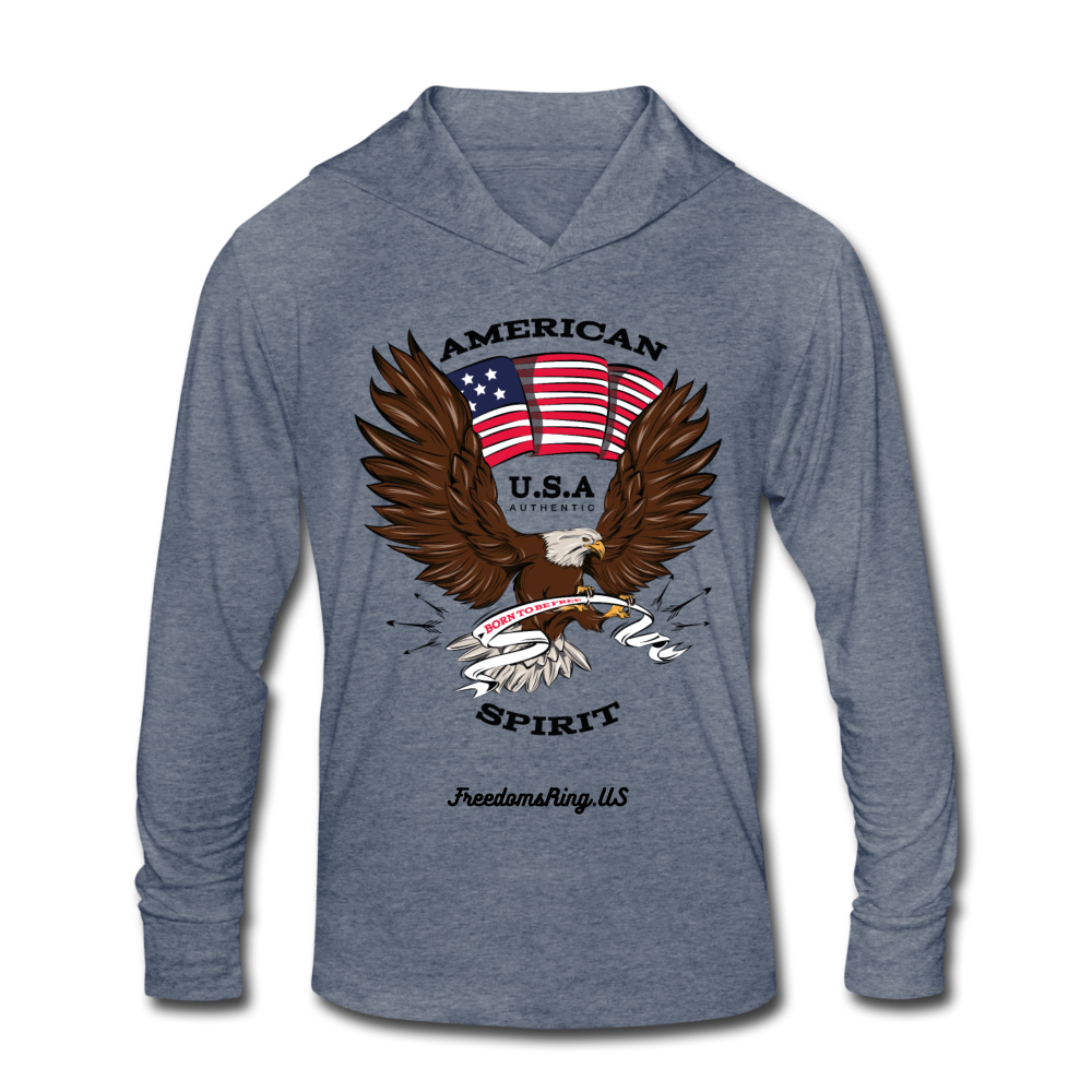 AMERICAN SPIRIT - Unisex Tri-Blend Hoodie Shirt - heather blue