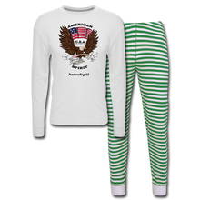 Load image into Gallery viewer, AMERICAN SPIRIT - Unisex Pajama Set - white/green stripe
