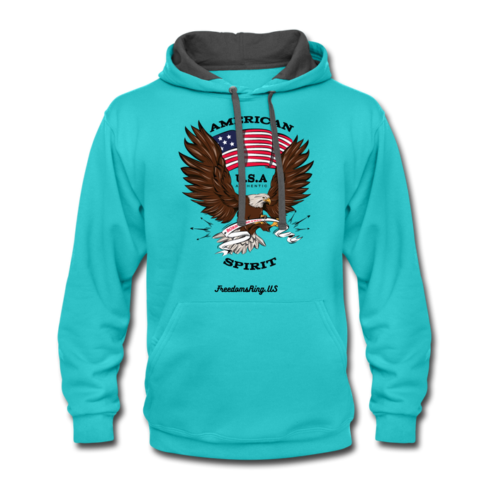 AMERICAN SPIRIT - Contrast Hoodie - scuba blue/asphalt