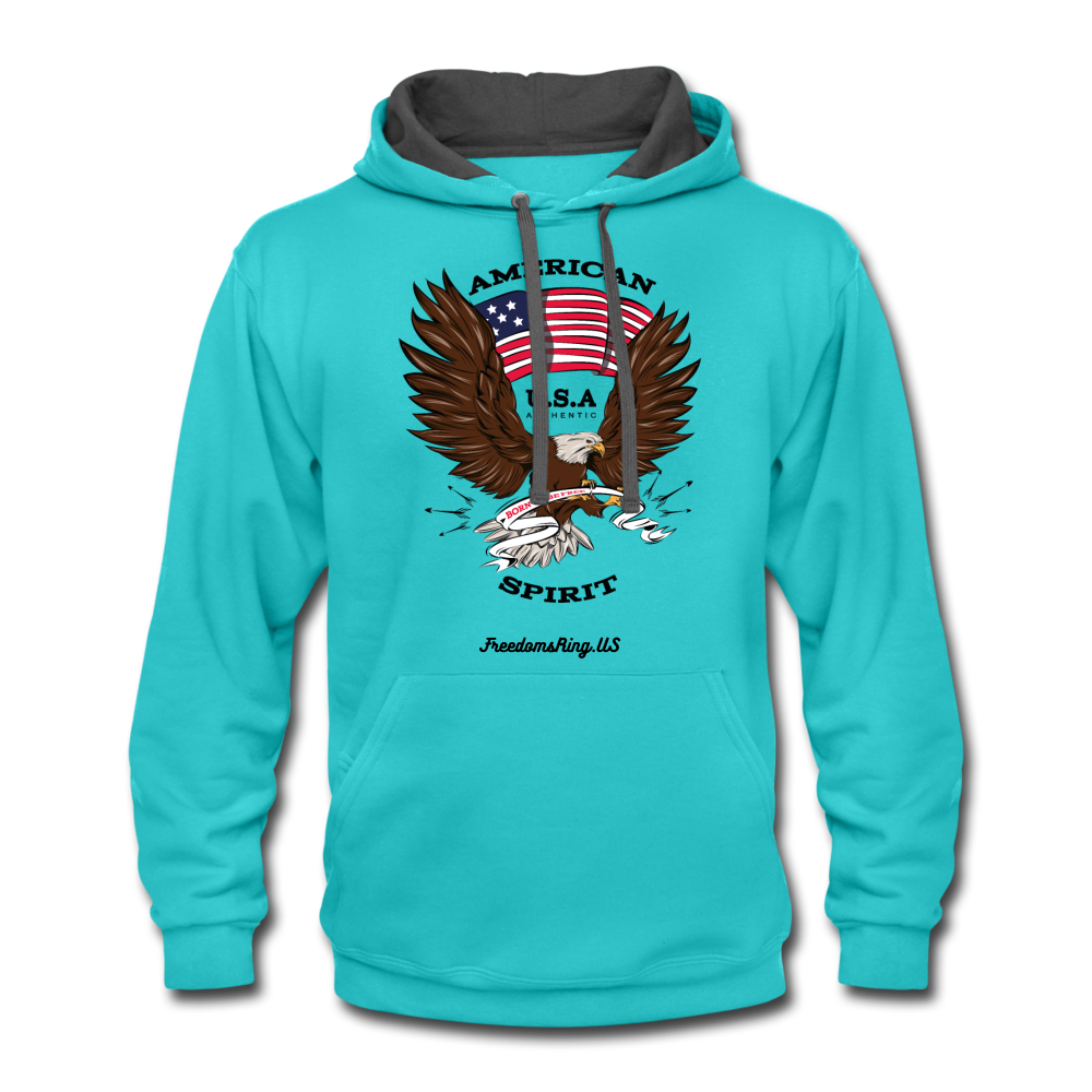 AMERICAN SPIRIT - Contrast Hoodie - scuba blue/asphalt