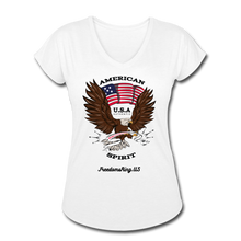 Load image into Gallery viewer, AMERICAN SPIRIT - Women&#39;s Tri-Blend V-Neck T-Shirt - white
