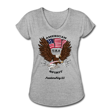 Load image into Gallery viewer, AMERICAN SPIRIT - Women&#39;s Tri-Blend V-Neck T-Shirt - heather gray
