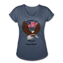 Load image into Gallery viewer, AMERICAN SPIRIT - Women&#39;s Tri-Blend V-Neck T-Shirt - navy heather
