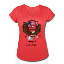 Load image into Gallery viewer, AMERICAN SPIRIT - Women&#39;s Tri-Blend V-Neck T-Shirt - heather red
