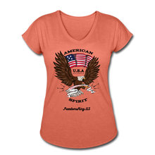 Load image into Gallery viewer, AMERICAN SPIRIT - Women&#39;s Tri-Blend V-Neck T-Shirt - heather bronze
