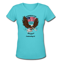 Load image into Gallery viewer, AMERICAN SPIRIT - Women&#39;s V-Neck T-Shirt - aqua
